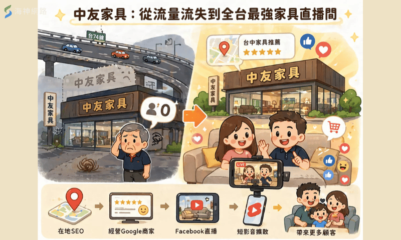 台中網路行銷案例1:中友家具:從流量流失到「全台最強家具直播間」
