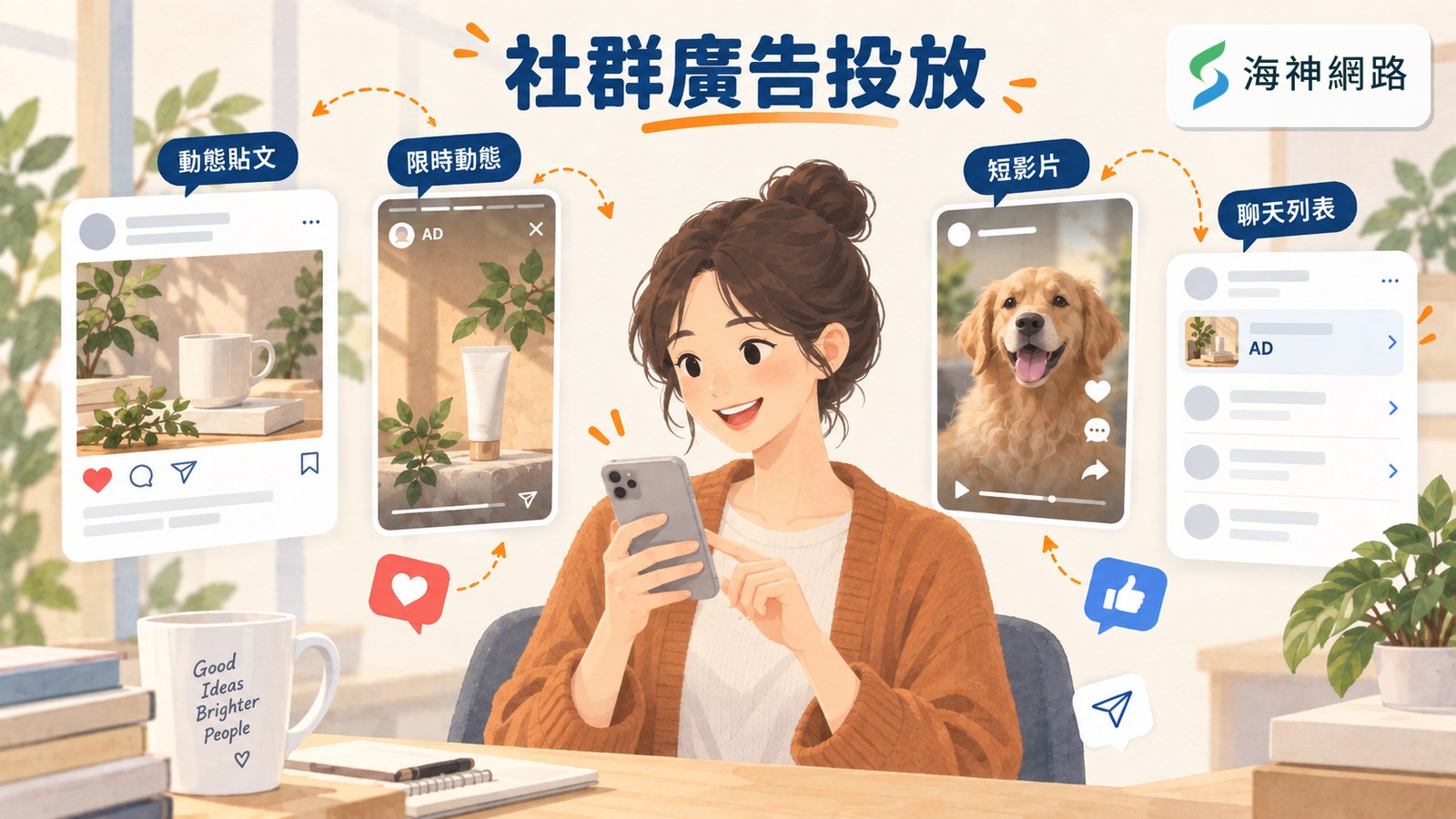 社群廣告投放:在 Facebook、Instagram、TikTok、LINE 主動觸及潛在客戶